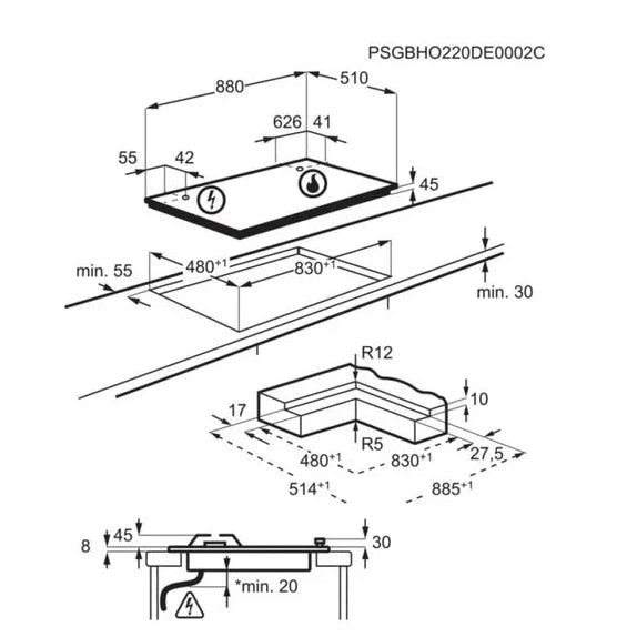 Aeg HKB95453NB on Glass schema incasso
