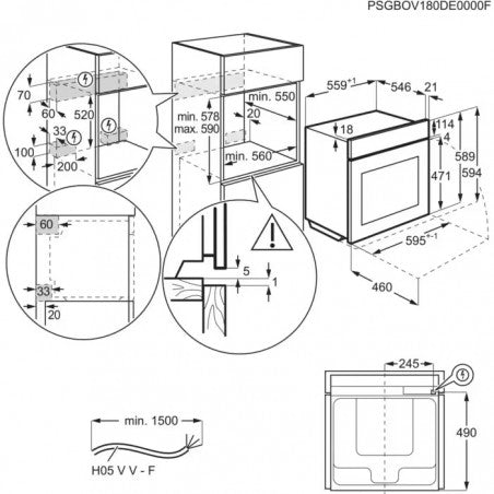Aeg NBE7P731AT Serie 7000 MealAssist SCHEMA INCASSO MISURE