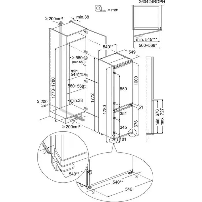 Aeg NSC7C181ES serie 7000 schema incasso misure