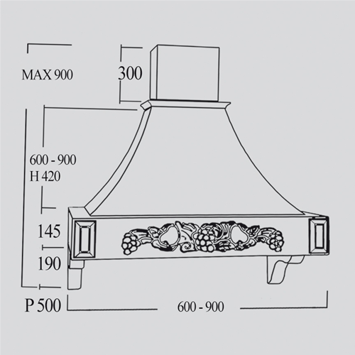 Cappa rustica VENEZIA - 90cm..