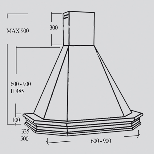 Cappa rustica VESUVIO - 90cm.