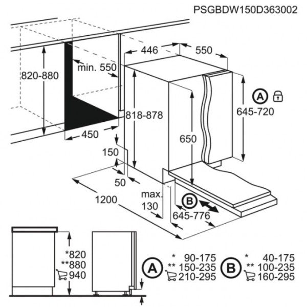 Aeg FSK74547P serie 7000 schema incasso misure