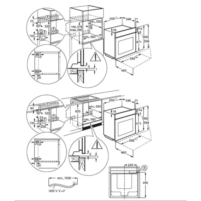 Aeg NBE7P631AB serie 7000 Mealassist SCHEMA INCASSO MISURE