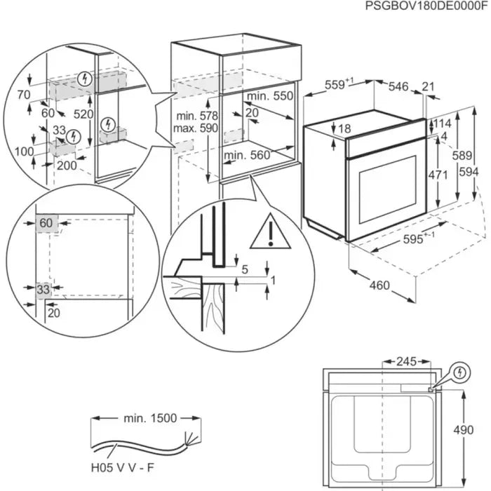 Aeg NBP8S731AT Serie 8000 MealAssist Steam Pro SCHEMA INCASSO MISURE