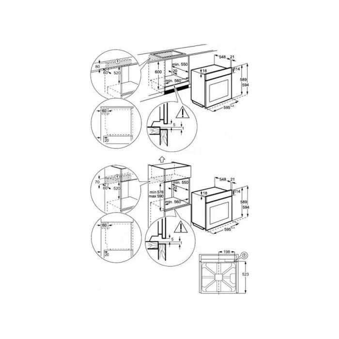 Aeg NBR7P631SB SCHEMA INCASSO MISURE