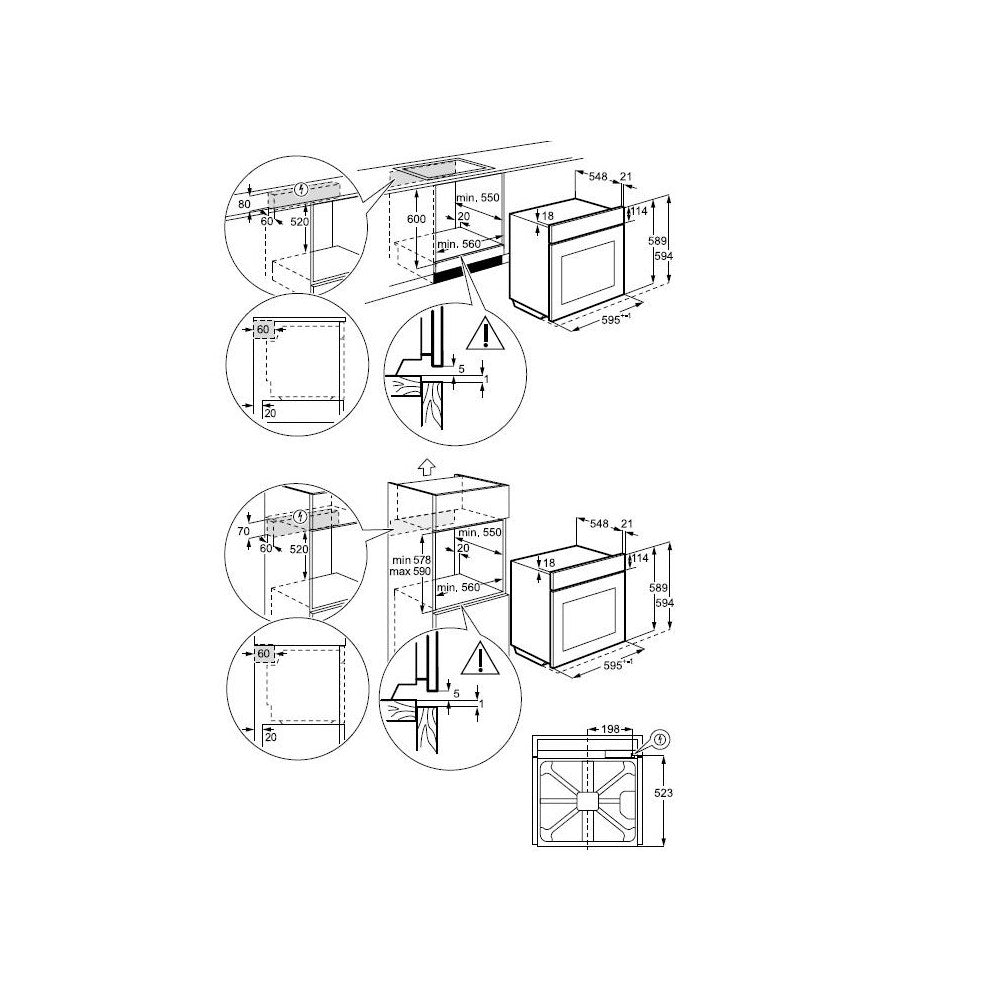Aeg NBU5A23SB serie 5000 SCHEMA INCASSO MISURE