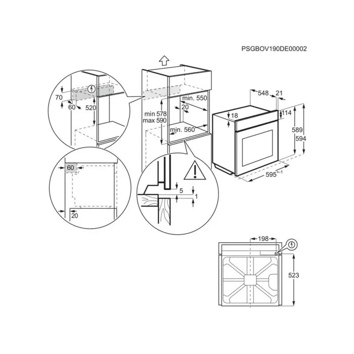Aeg NBU5P40PM serie 5000 SCHEMA INCASSO MISURE