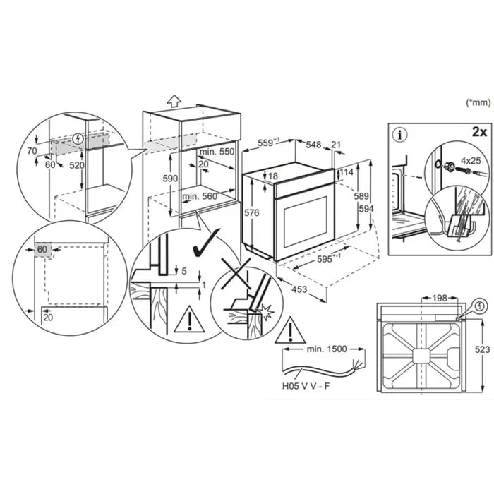 Aeg NBU5P41SK serie 5000 SCHEMA INCASSO MISURE