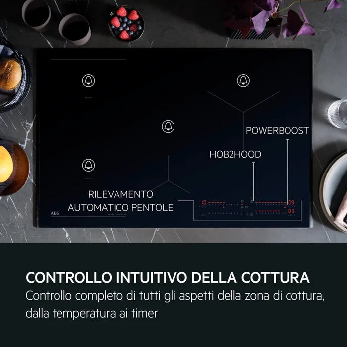 Aeg NII74B30FB Serie 8000 SenseBoil+Fry rilevamento pentole in maniera automatica
