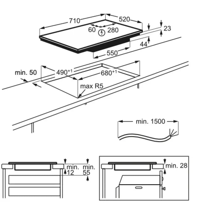 Aeg NII74B30FB Serie 8000 SenseBoil+Fry schema incasso
