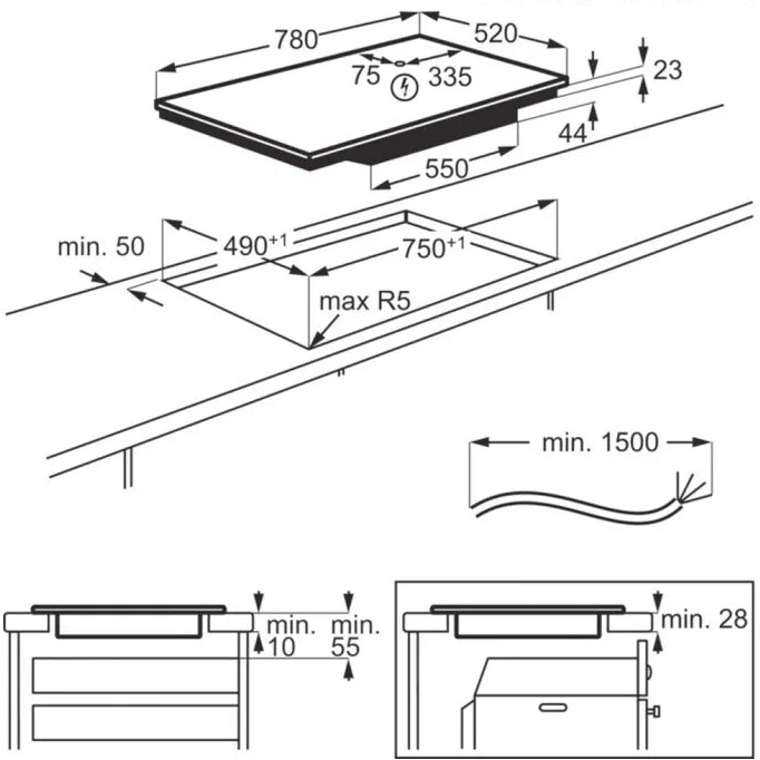 Aeg NIO84B00FB Serie 6000 Bridge incasso schema tecnico