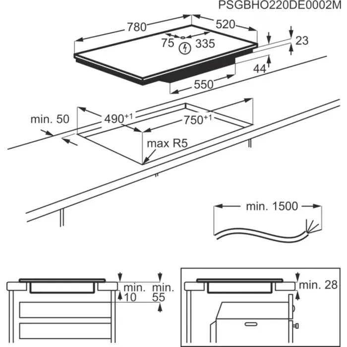 Aeg NIO84B0SFB Serie 6000 Bridge con FlexiPower Management schema incasso