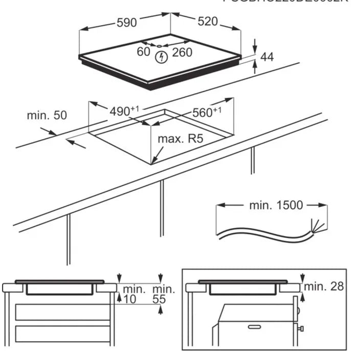 Aeg NIR64T00FB Serie 6000 TotalFlex incasso schema tecnico
