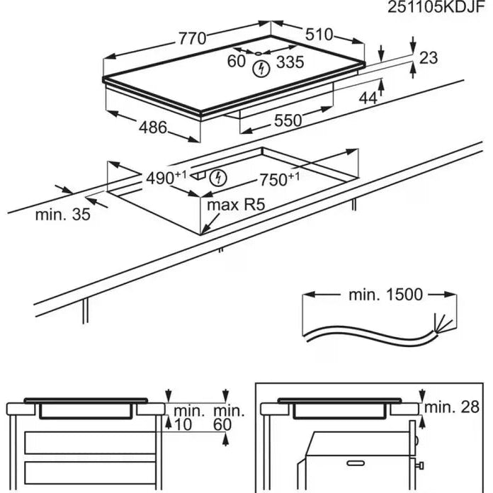 Aeg PI6000S80 serie 6000 incasso schema tecnico