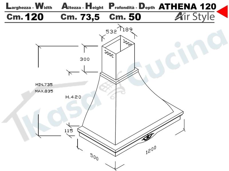 Cappa rustica ATHENA - 120cm.