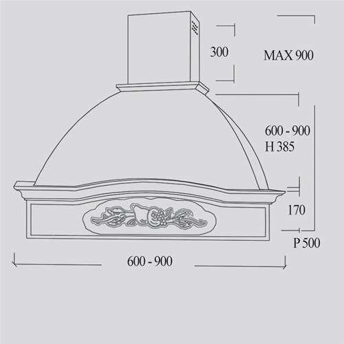 Cappa rustica LAURA - 90cm./