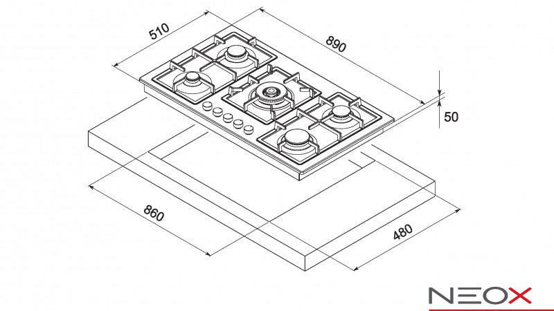 FQ905VTGC INOX QUADRA LINE 90 SCHEMA